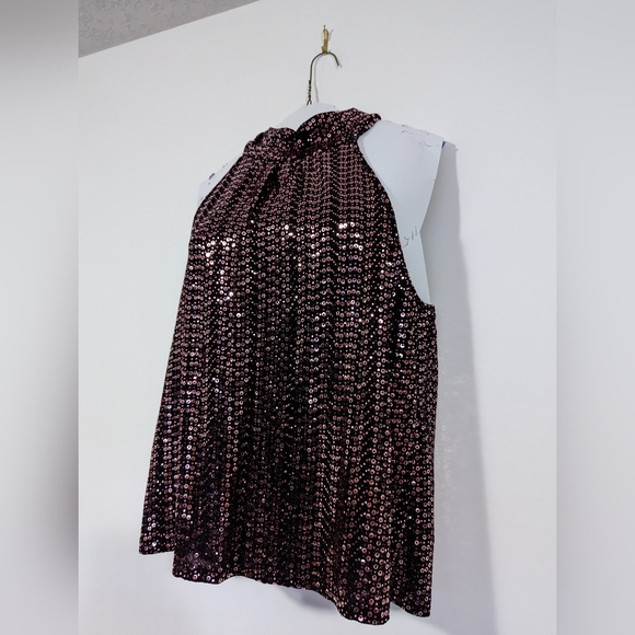 Kenar Red Sequin Halter Tie Top s: XL - Picture 8 of 10